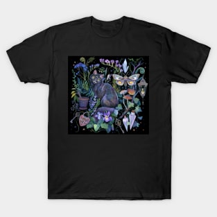 Black Cat Potion Garden T-Shirt